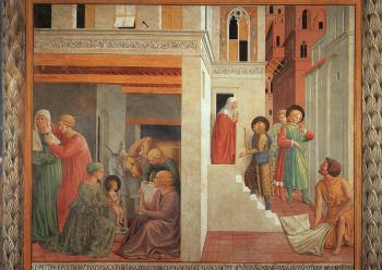 Benozzo Di Lese Di Sandro Gozzoli : Birth of St. Francis, Prophecy of the Birth by a Pilgrim, Homage of the Simple Man